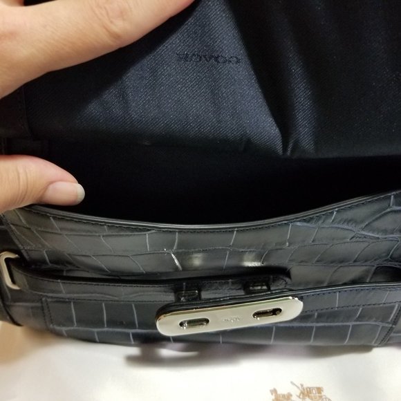 Coach Swagger Frame Satchel in Denim Crocodile-Embossed - Picture 10 of 16